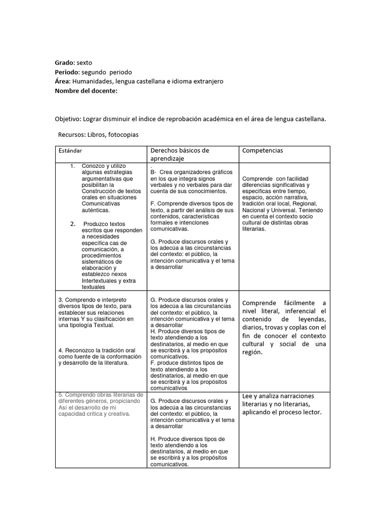 Recuperación 6 Lenguaje 2 | PDF | Artes del Lenguaje y Comunicación