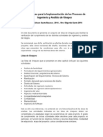 Listas de Chequeo para La Implementación de Los Procesos de Ingeniería y Análisis de Riesgos