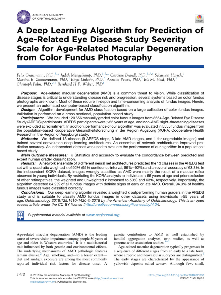 A Deep Learning Algorithm For Prediction of | PDF | Retina | Applied ...