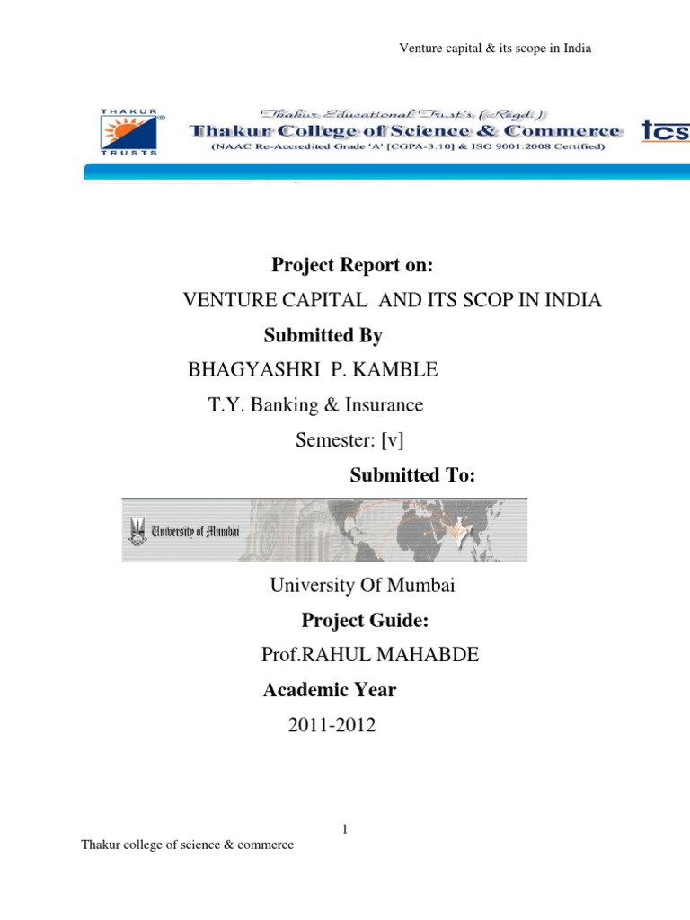 Project On ..... | PDF | Venture Capital | Corporate Finance