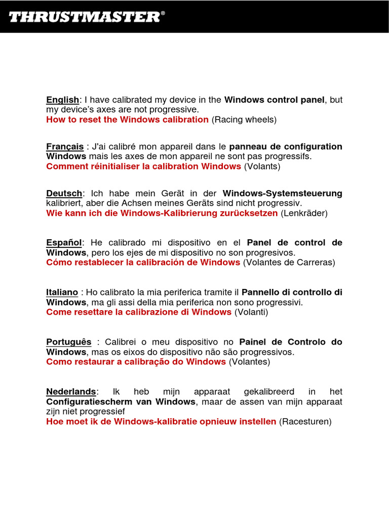 Reset Windows Calibration for Racing Wheels | PDF | Video Game Hardware ...
