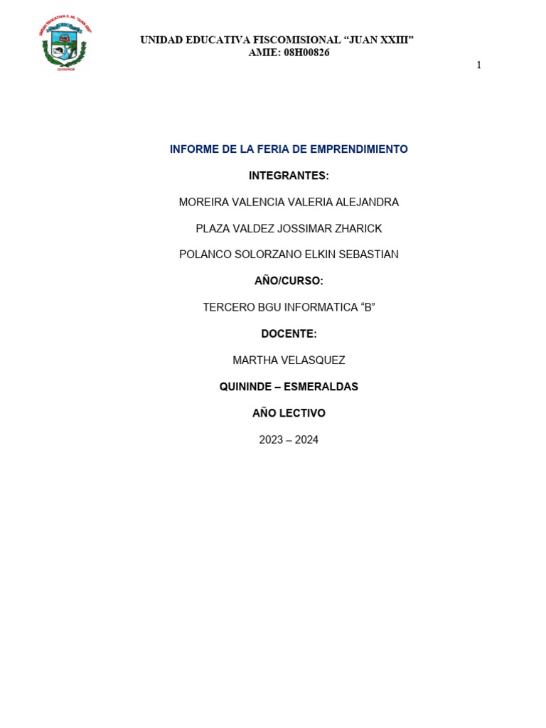 Informe Feria Emprendimiento 1 | PDF