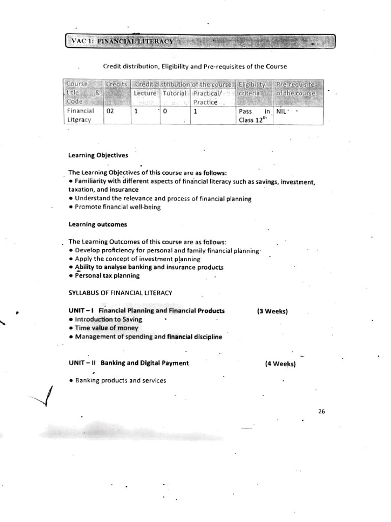 Financial Literacy Course Syllabus | PDF | Cost Of Living | Asset ...
