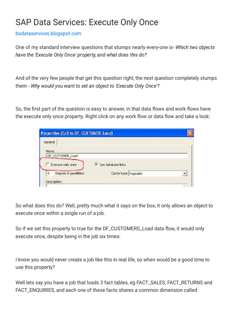 SAP Data Services - Execute Only Once - How To Use Components To ...
