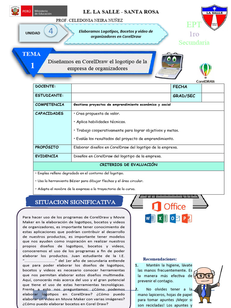 Ficha de Actividad Ept 1°-Semana 1-1 | PDF | Diseño | Informática