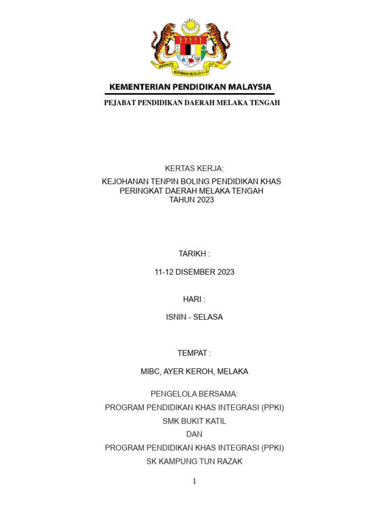 Kertas Kerja Boling MBPK 2023 | PDF