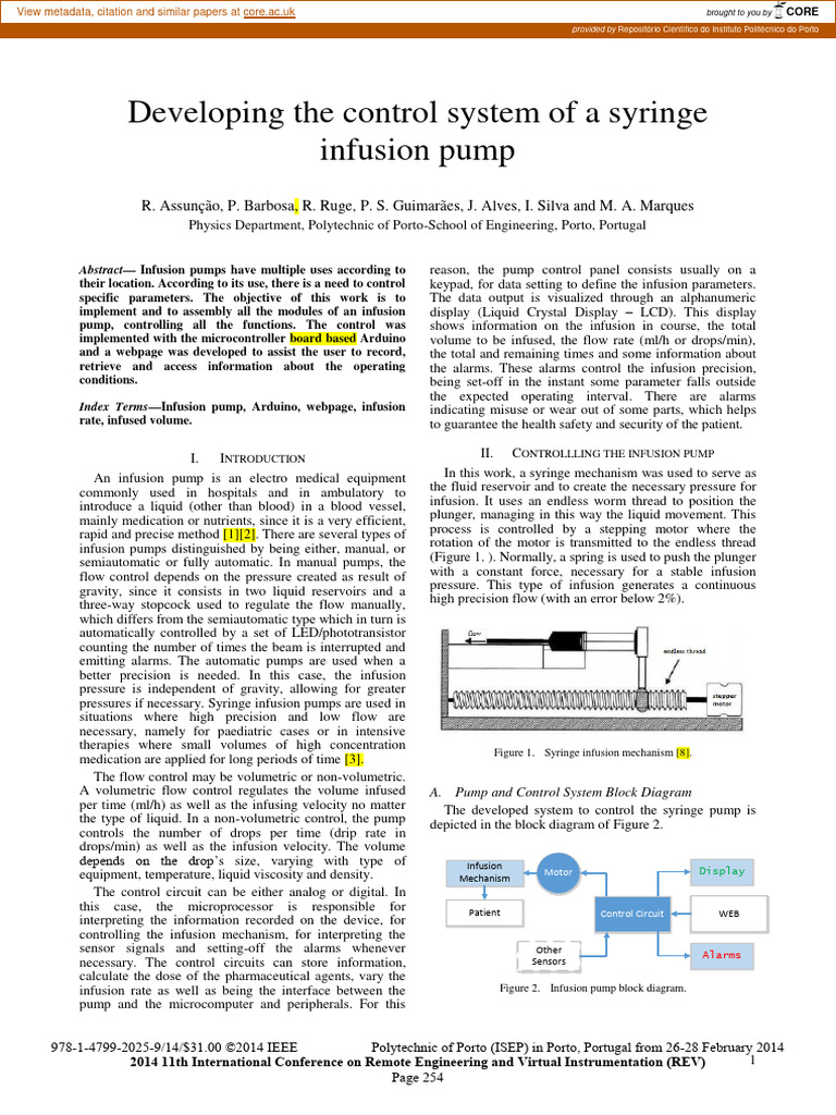 Control System for Syringe Infusion Pump | PDF