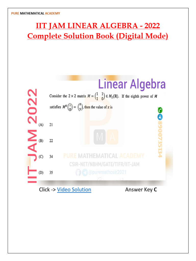Pma jam 2022 linear alg solution pdf