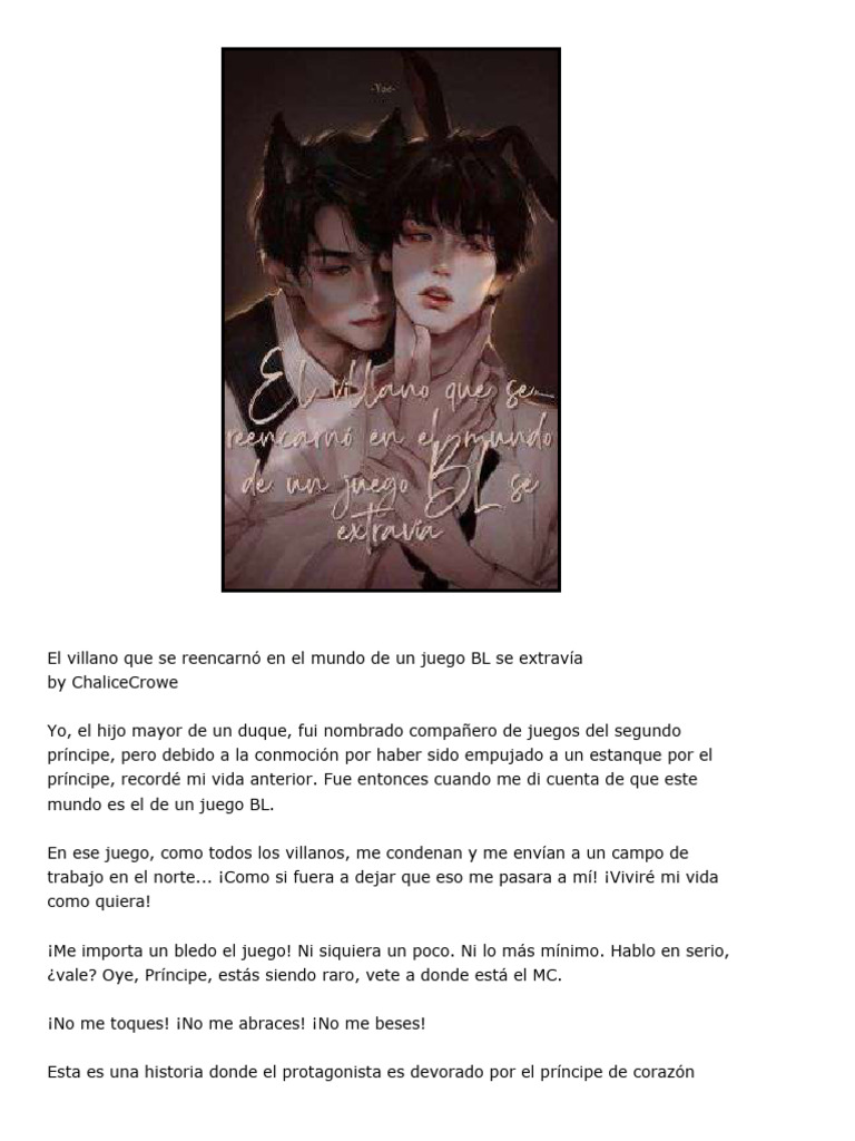 El Villano Que Se Reencarnó en El Mundo de Un Juego BL | PDF