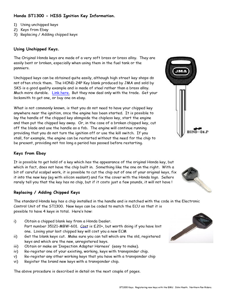 HISS Ignition Key Programming PDF