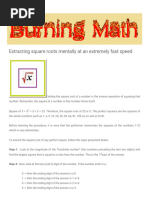 Burning Math - Extracting Square Roots Mentally at An Extremely Fast Speed