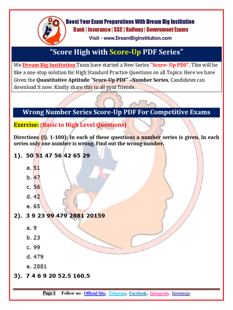 Wrong Number Series Practice PDF | PDF