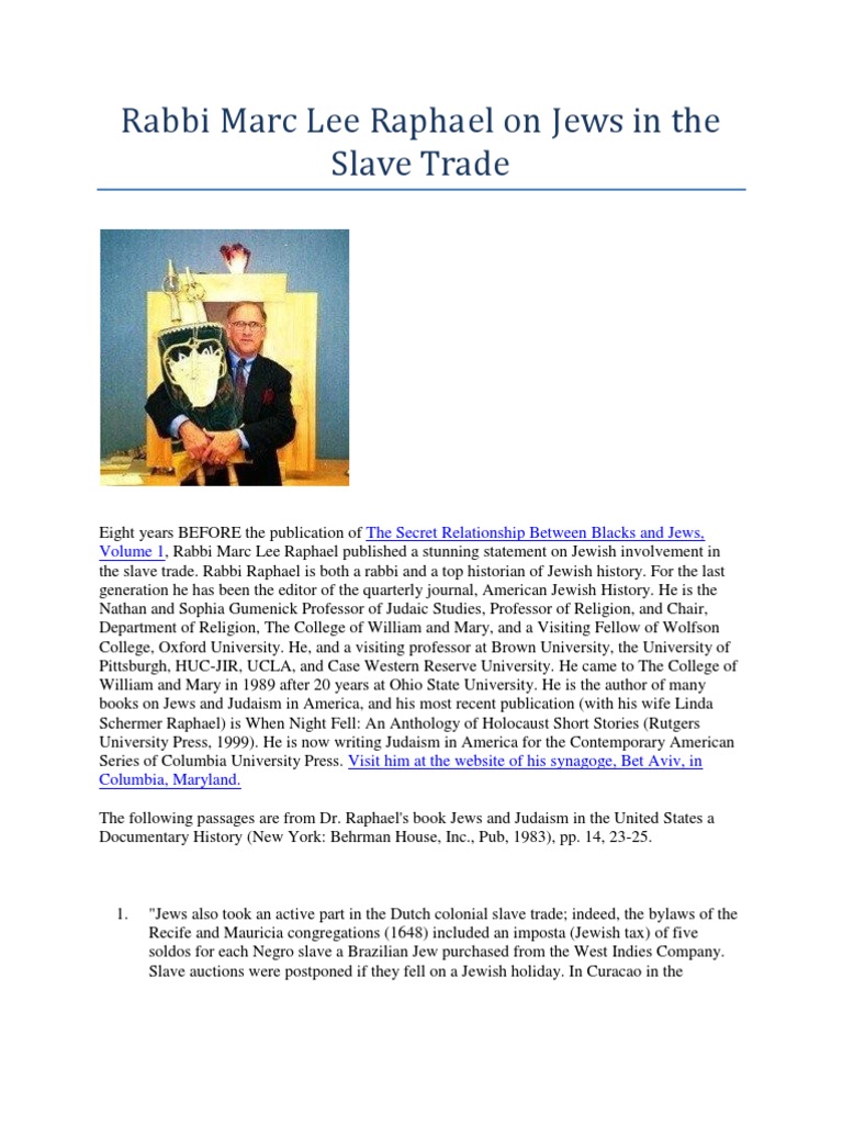 Jewish Involvement in Slave Trade History | PDF | History Of Slavery | Jews