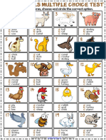 Farm Animals Vocabulary Esl Multiple Choice Test For Kids