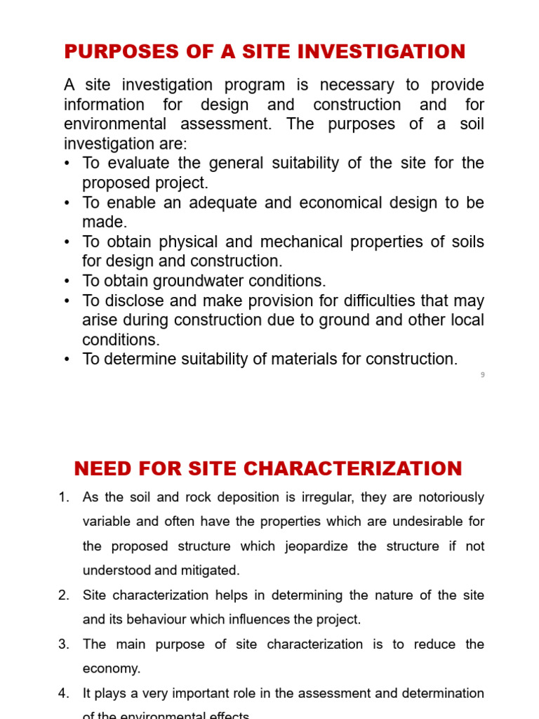 Purposes of A Site Investigation PDF Foundation (Engineering