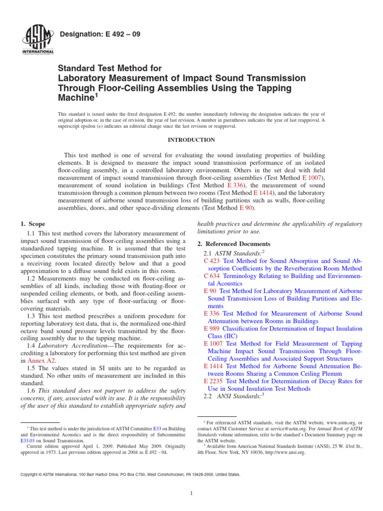 Laboratory Measurement of Impact Sound Transmission Through Floor ...