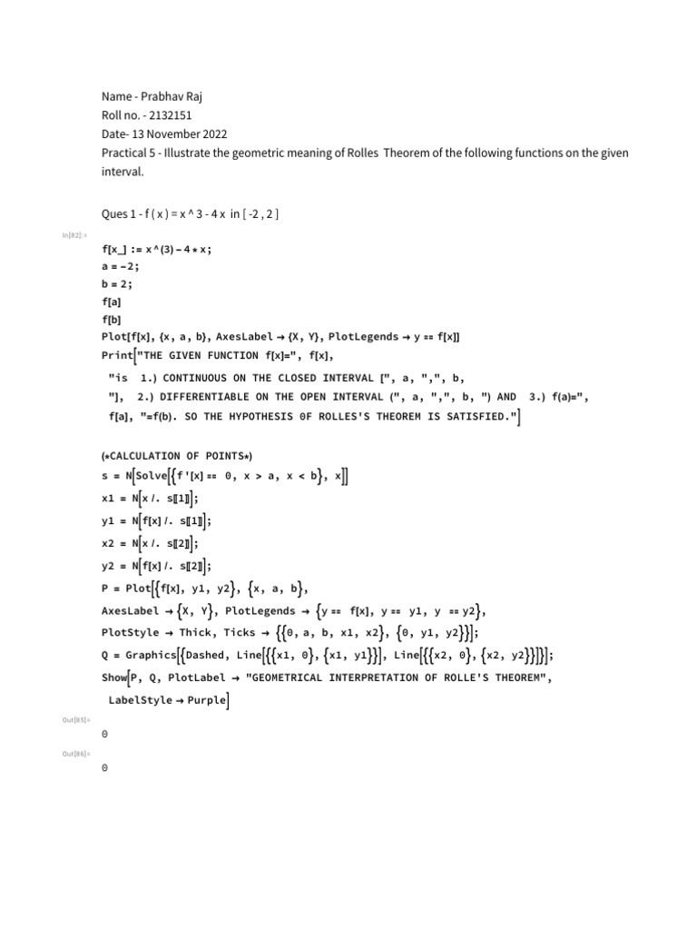 Geometric Interpretation of Rolle's Theorem | PDF | Mathematical ...
