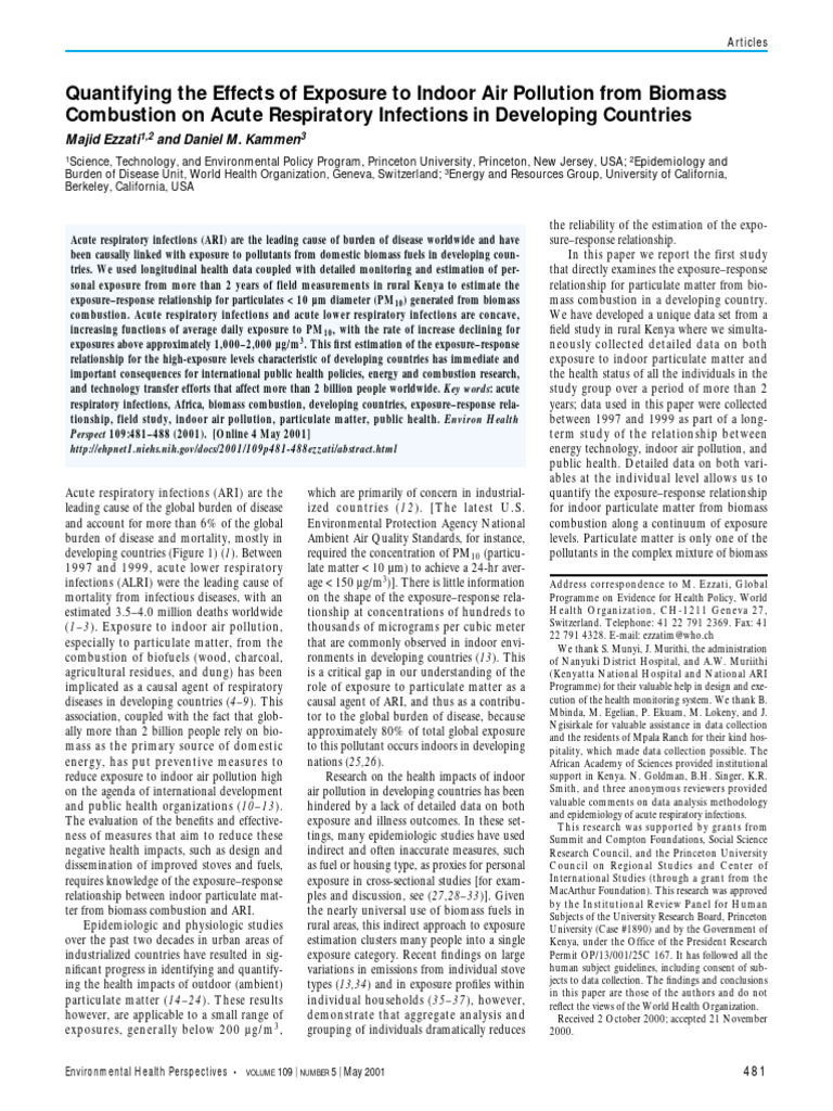 Indoor Air Pollution and Respiratory Infections | PDF | Air Pollution ...