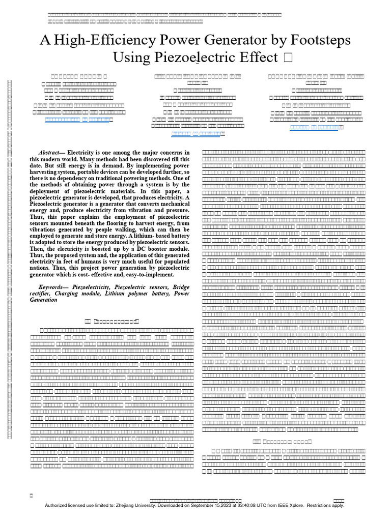A HighEfficiency Power Generator by Footsteps Using Piezoelectric