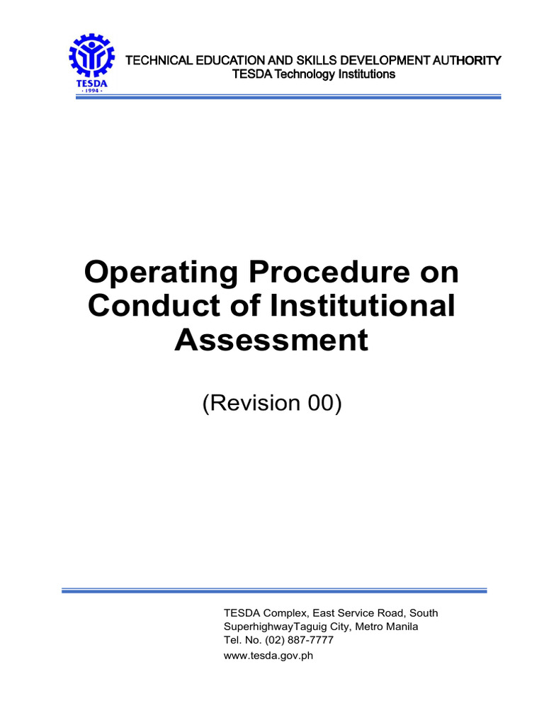Institutional Assessment Procedures in TESDA | PDF | Behavior ...