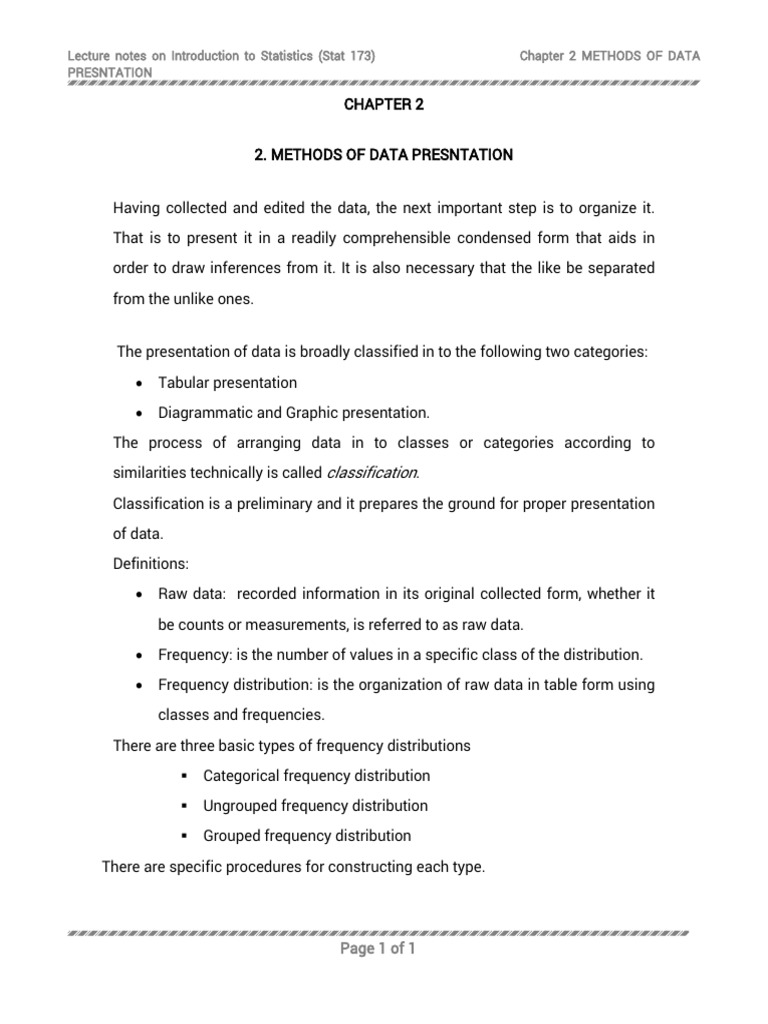 Methods Of Data Presentation