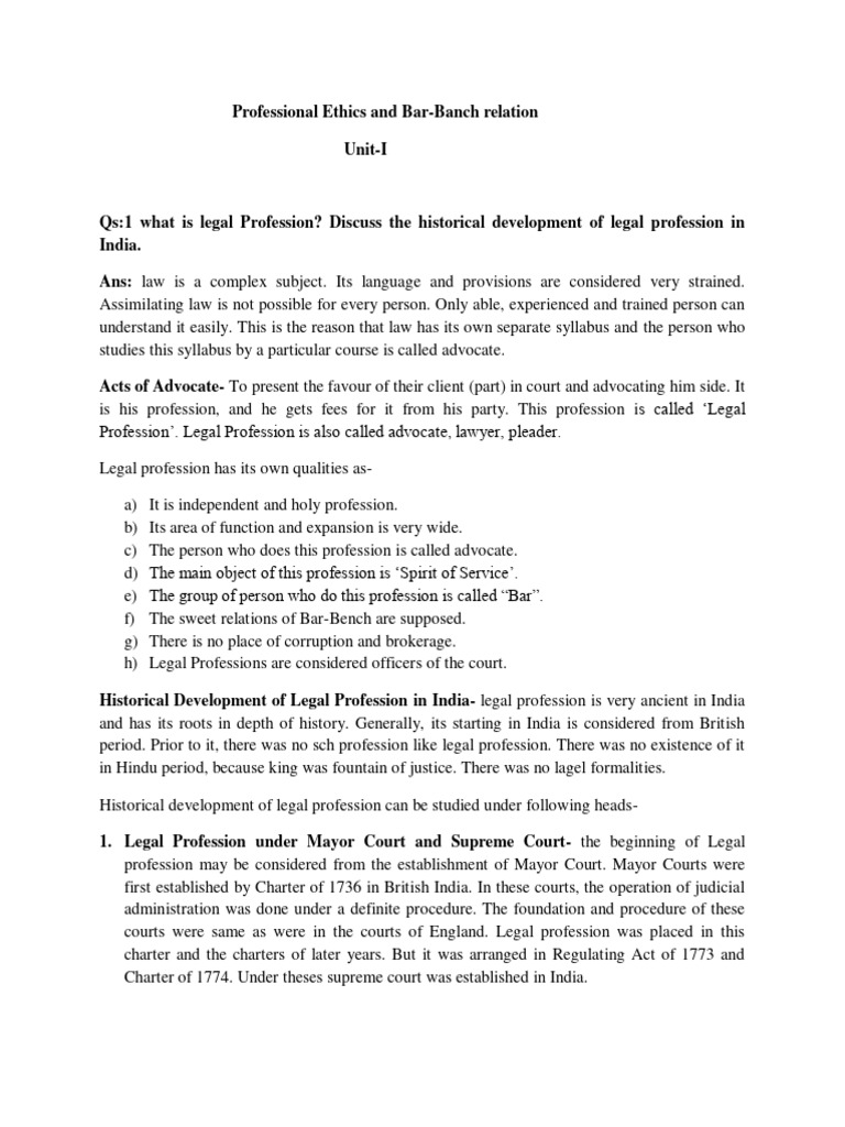 Professional Ethics, BarBench Relations & Moot Court PDF Advocate