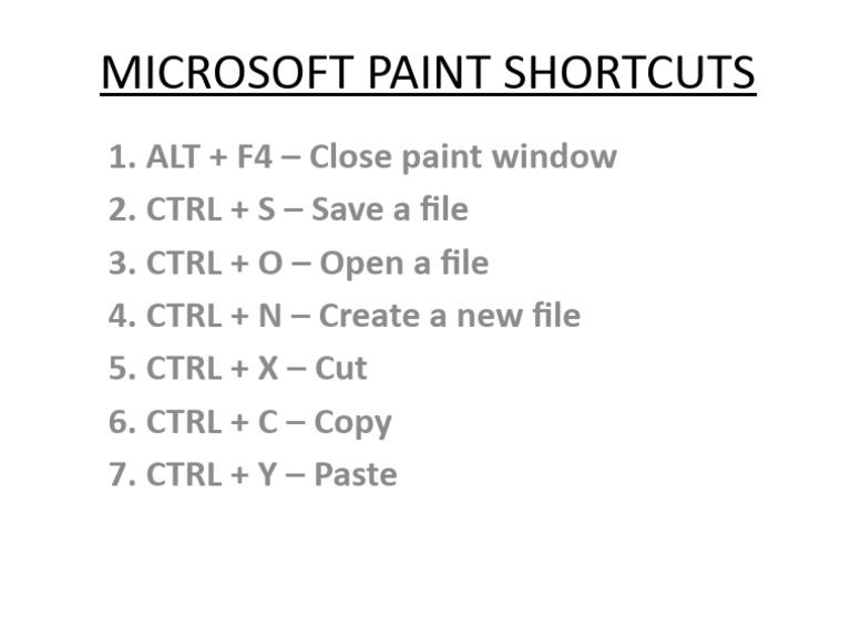 Microsoft Paint Shortcuts PDF