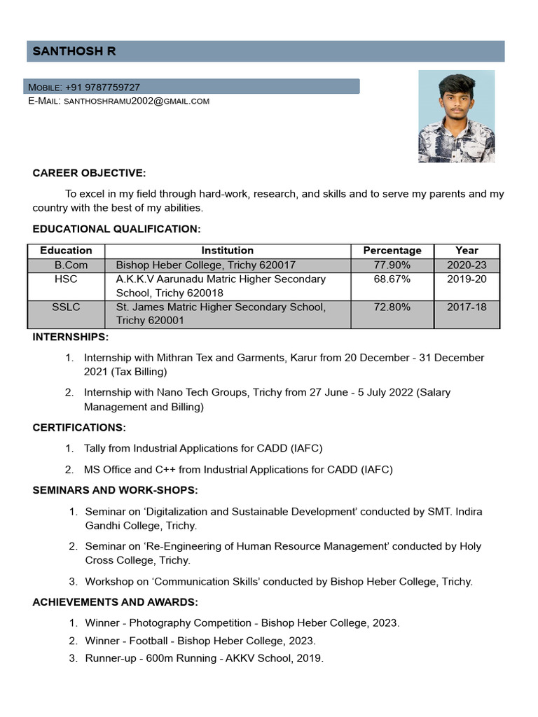 Resume: Aspiring Commerce Graduate | PDF | Career & Growth