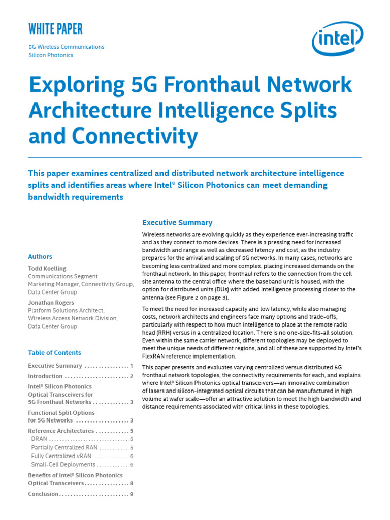 Exploring 5g Fronthaul Network Architecture White Paper | PDF