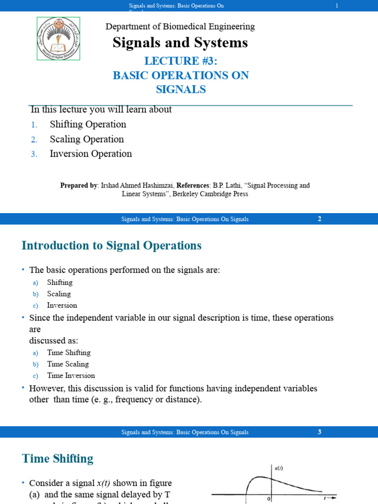 Operations On Signals With Examples