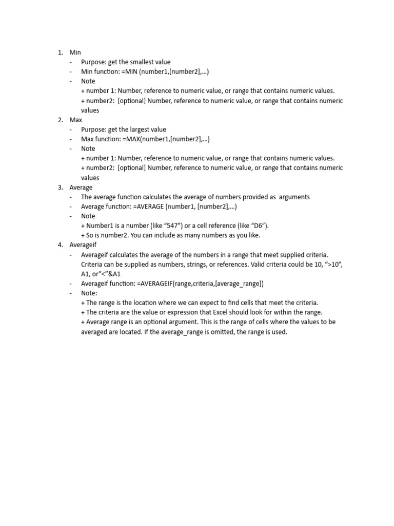 Excel min max average pdf teaching methods materials