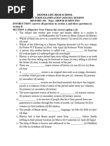 JS 1 History 3RD Term Exam 2021