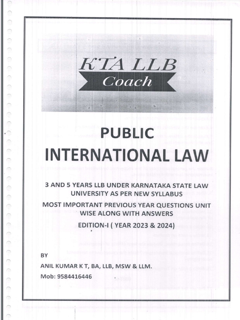LLB Exam Prep: Intl Law Q&A | PDF | International Law | Treaty