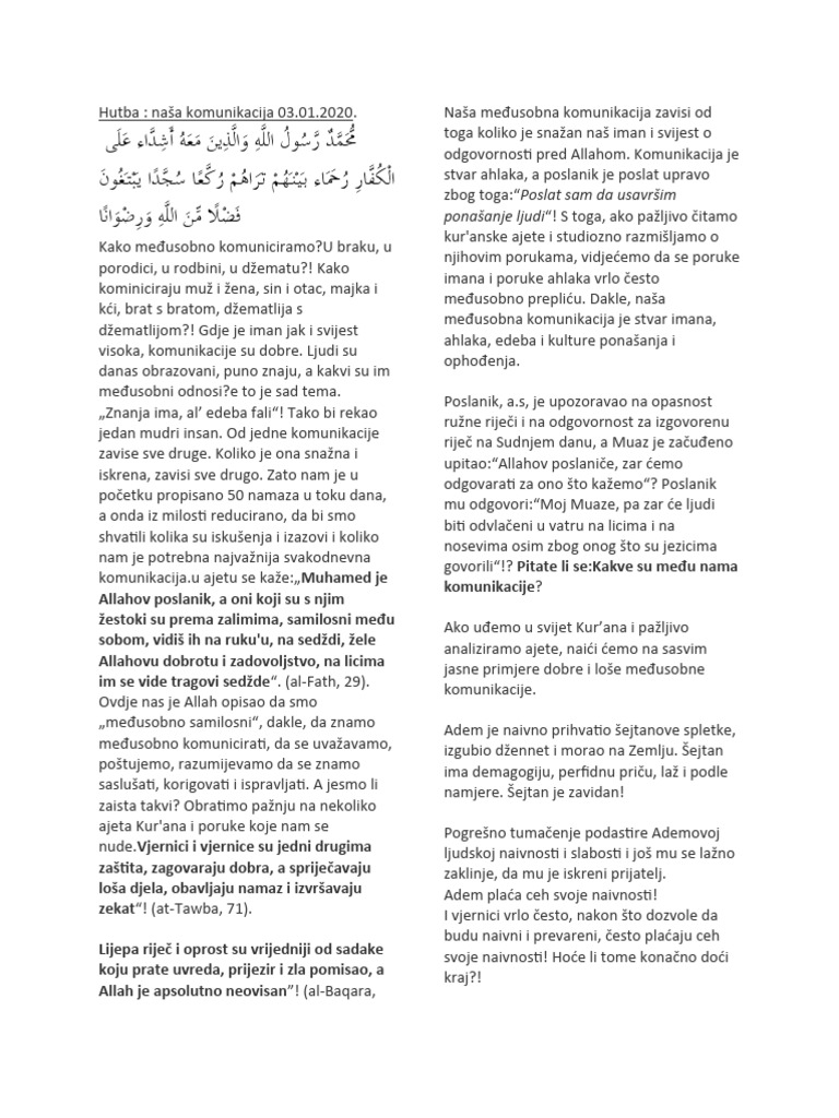 Hutba Komunikacija | PDF