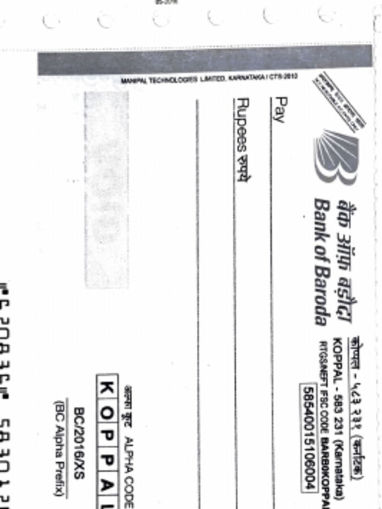 Bank of Baroda Cheque and DD Guide | PDF