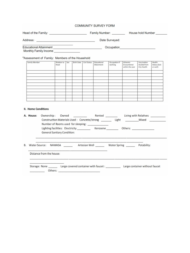 Community Profiling Survey Form | PDF