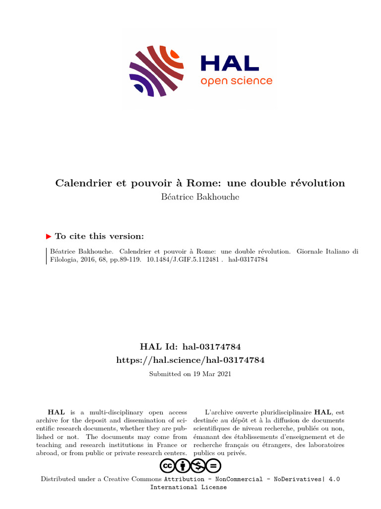 Calendrier et pouvoir à Rome PDF — free download