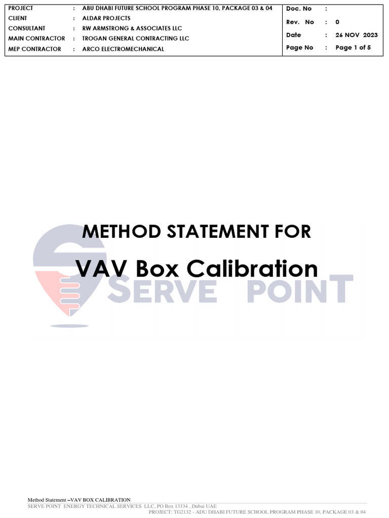 VAV Box Calibration Method Statement | PDF