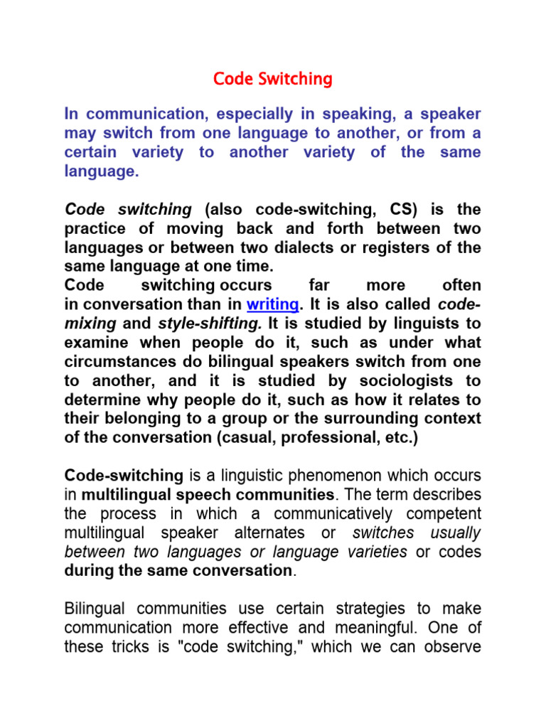 Java Array Example Code Switching Sociolinguistics