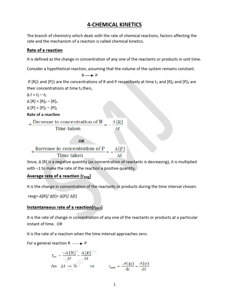 Chemical Kinetics PDF | PDF