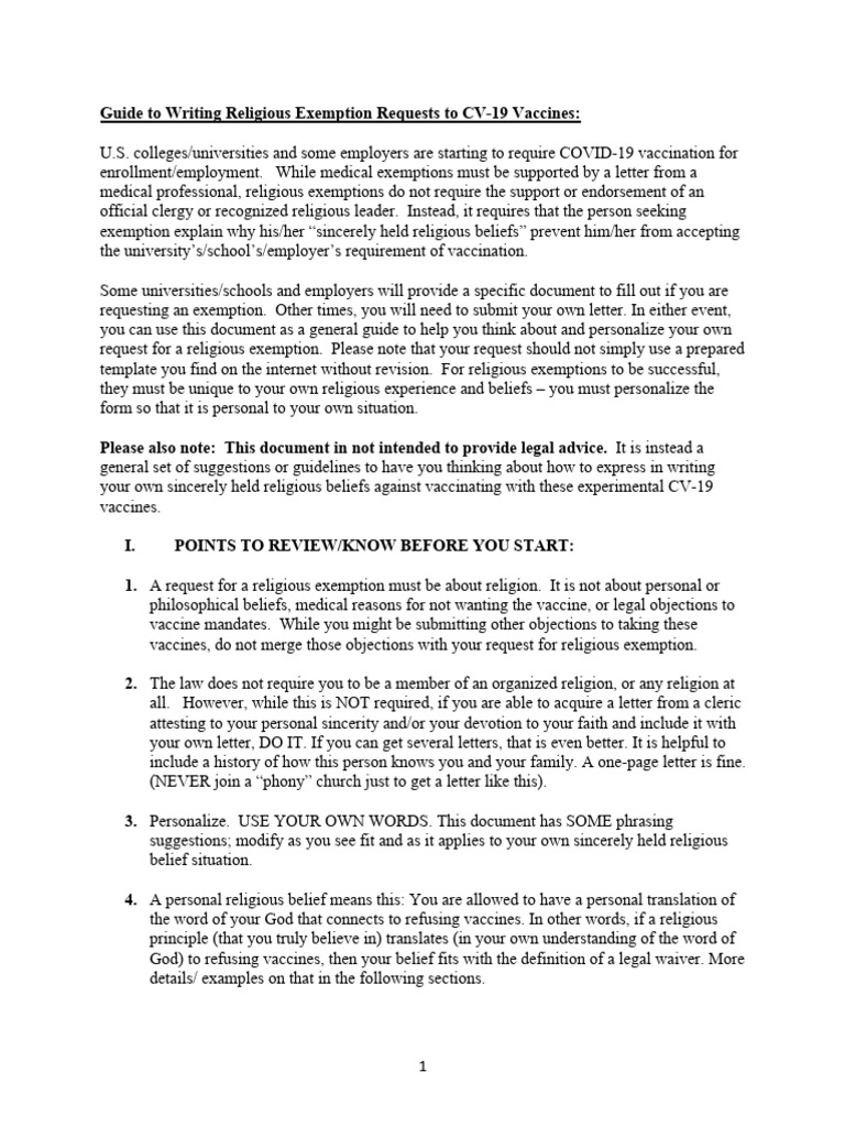 Drafting A Religious Exemption LTR Webfinal | PDF | God | Faith