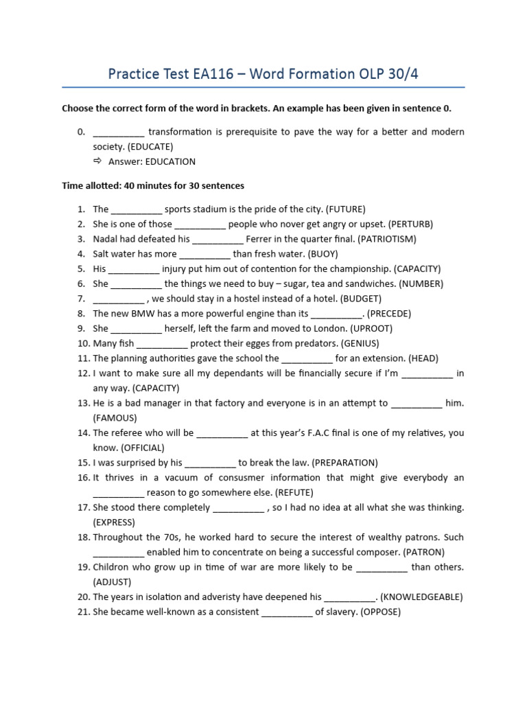 EA116HN - Word Form OLP 30.4 | PDF