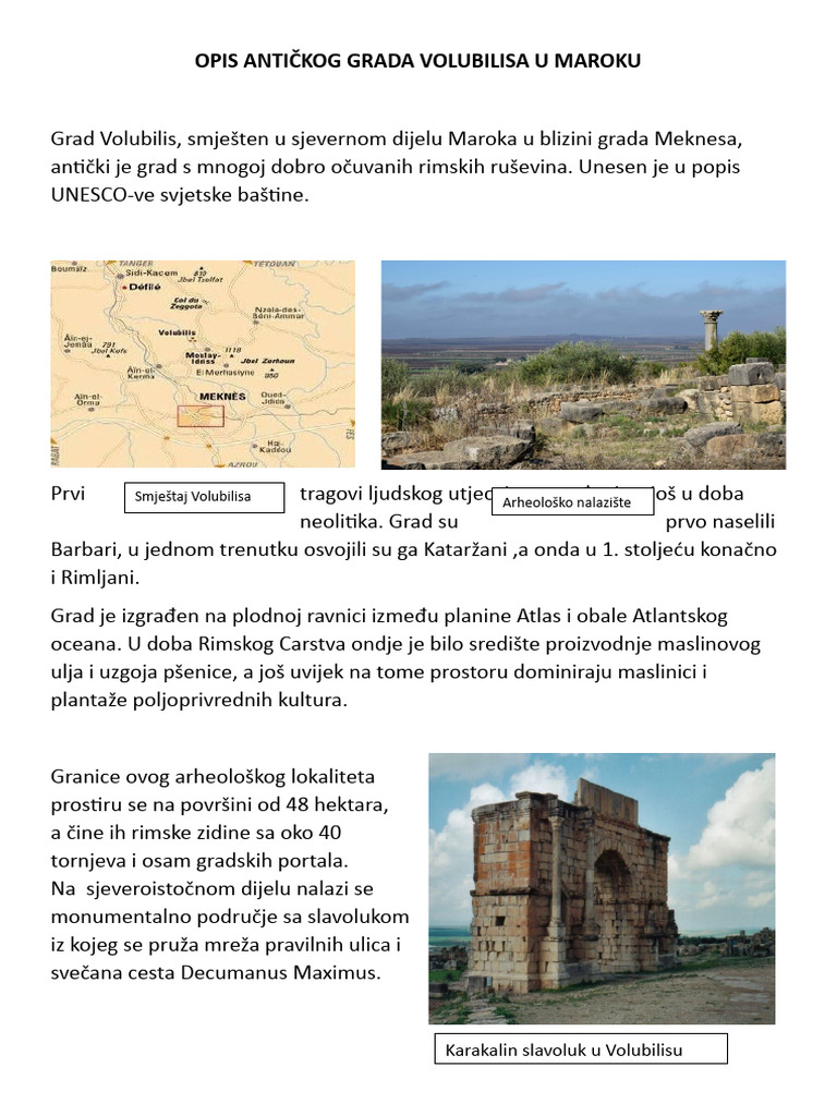 Opis Antičkog Grada Volubilisa U Maroku I Eufrazijeve Bazilike | PDF