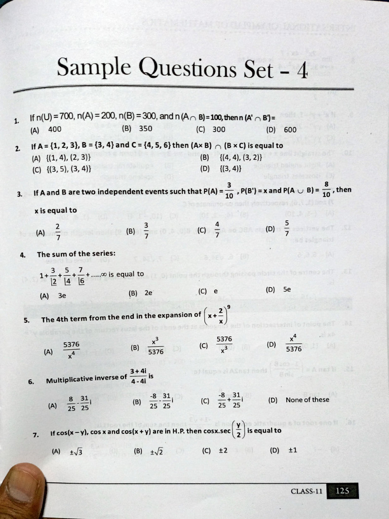 Sample Math Questions Set 4 | PDF | Triangle | Classical Geometry