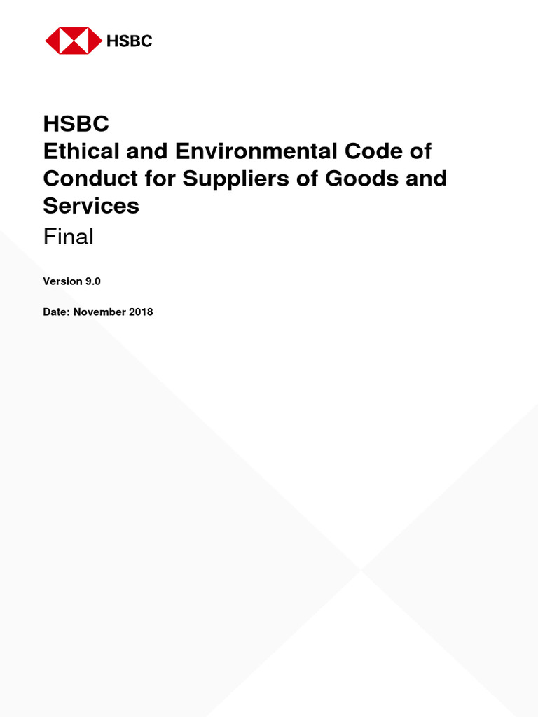 HSBC Supplier Code of Conduct 2018 | PDF
