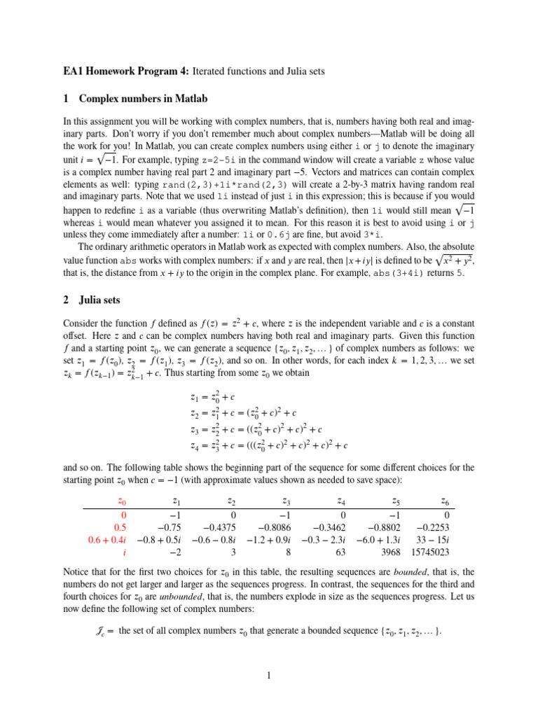 Ea1 homework program 4 iterated functions and julia sets 1 complex