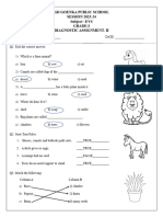 Grade 1 Diagnostic Assignment-II ANSWER KEY
