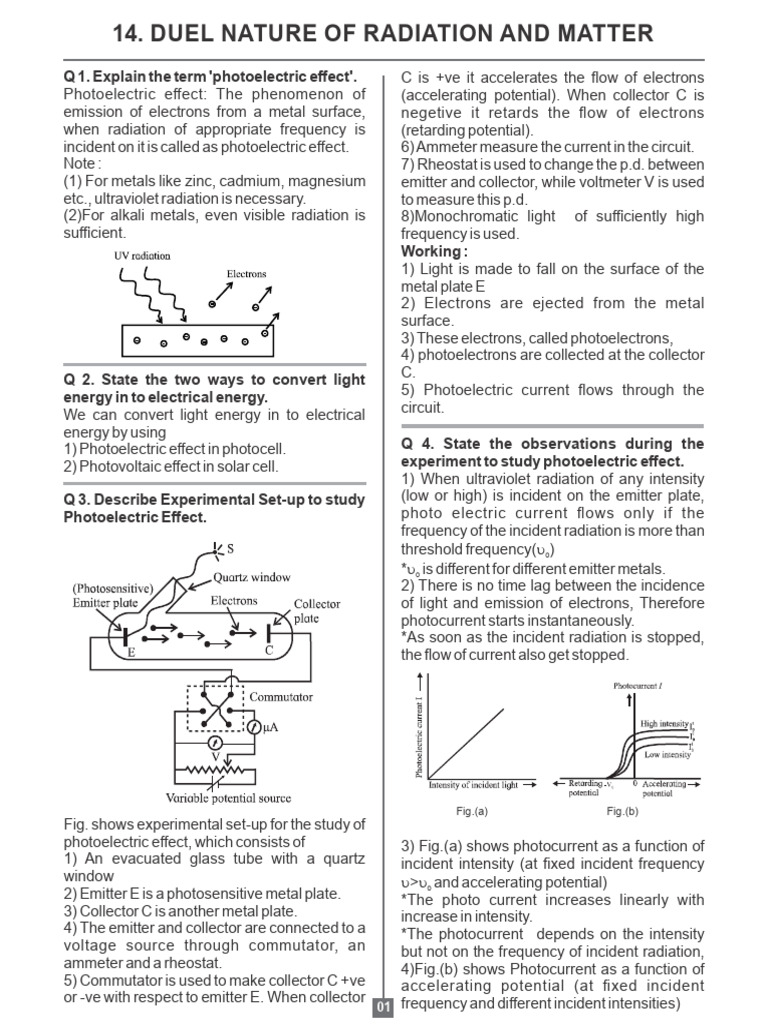 Dual Nature of Radiation and Matter | PDF | Photoelectric Effect | Photon