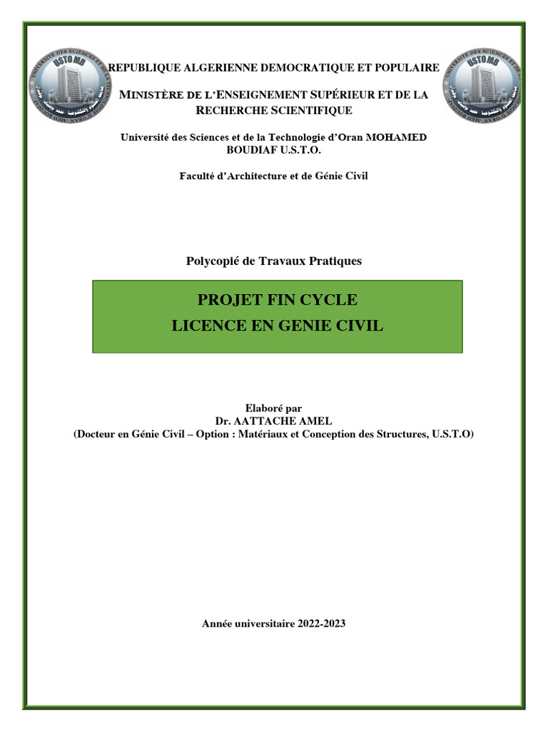 Projet de fin d'études en génie civil | PDF | Sciences et mathématiques