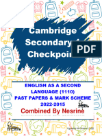 Cambridge Secondary Checkpoint ESL1110 QP 2022 2015